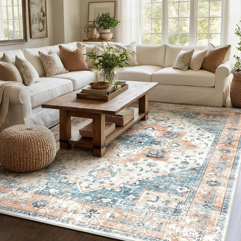 Vintage Large Nonslip Washable Rug Living Room