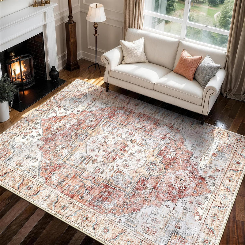 Vintage Large Nonslip Washable Rug Living Room