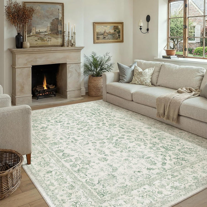 Vintage Living Room Area Rug Machine Washable