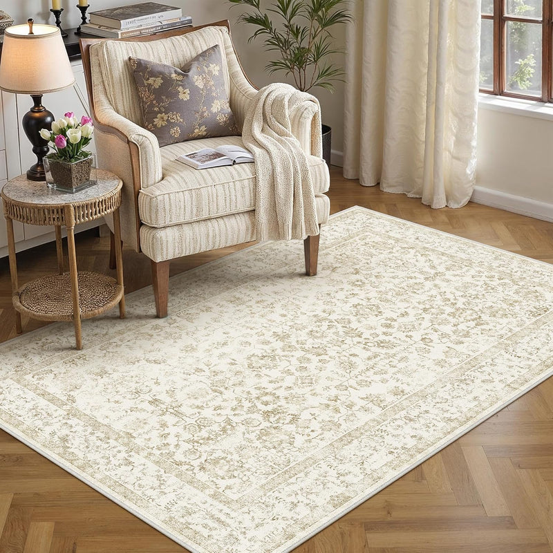 Vintage Living Room Area Rug Machine Washable