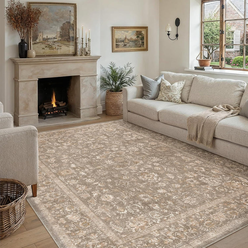 Vintage Living Room Area Rug Machine Washable