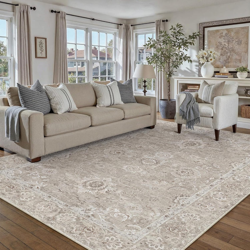 Vintage Living Room Area Rug Machine Washable