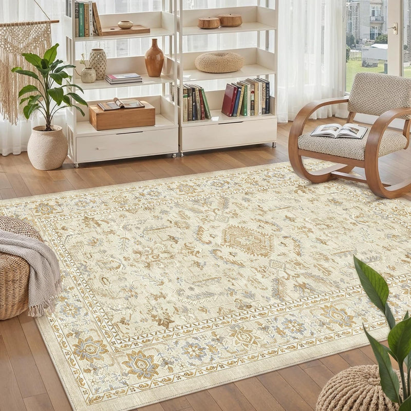 Vintage Living Room Area Rug Machine Washable