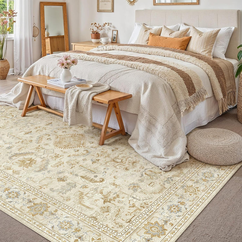 Vintage Living Room Area Rug Machine Washable