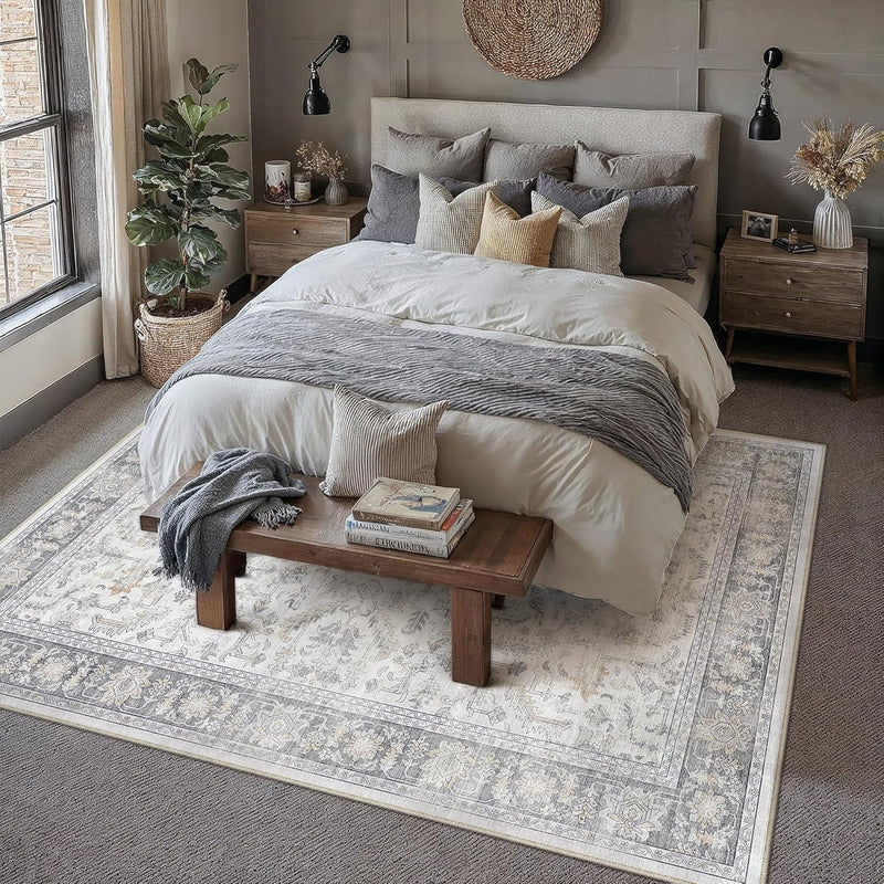 Vintage Living Room Area Rug Machine Washable