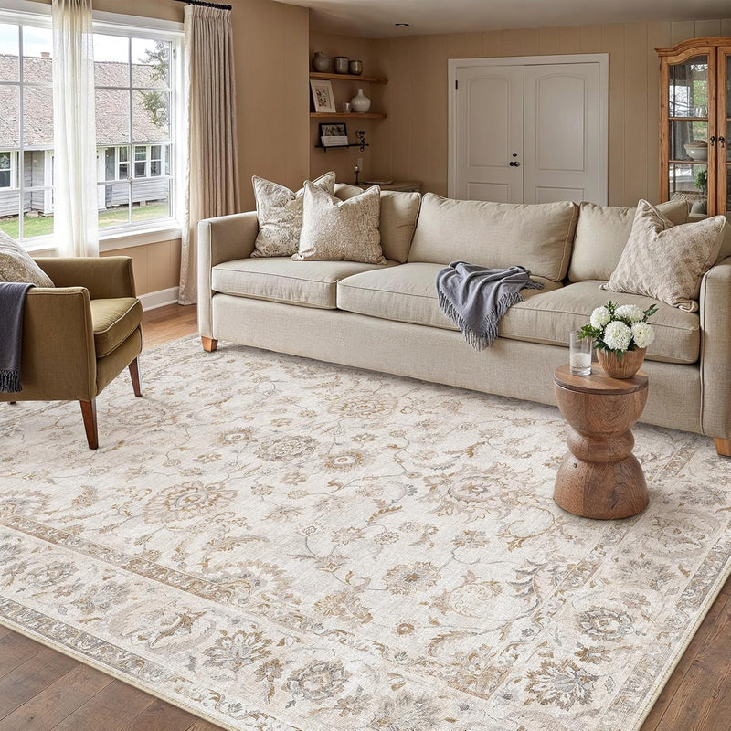Vintage Living Room Area Rug Machine Washable