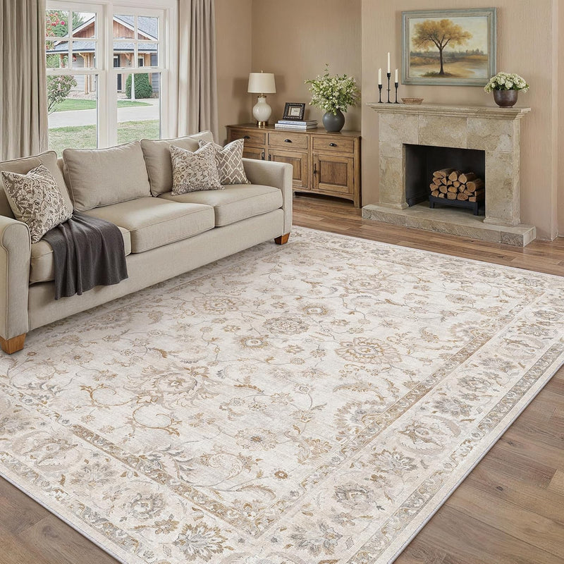 Vintage Living Room Area Rug Machine Washable