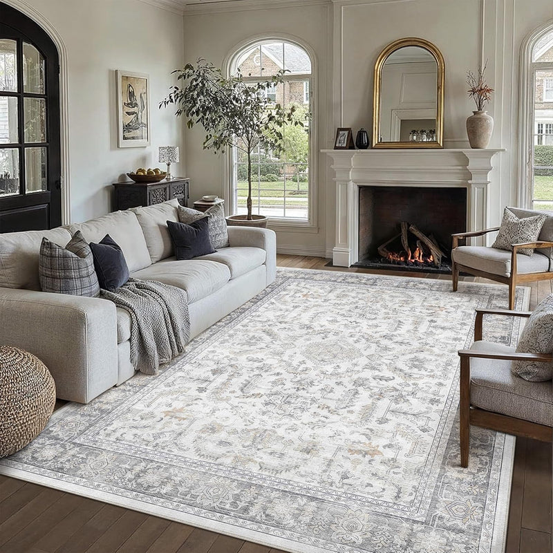 Vintage Living Room Area Rug Machine Washable