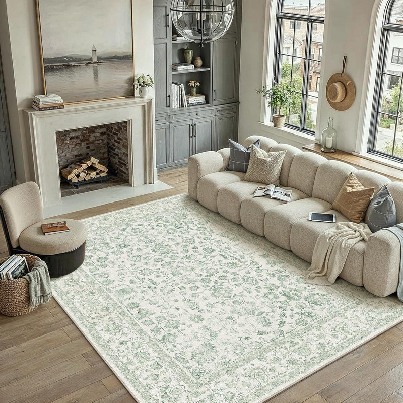 Vintage Living Room Area Rug Machine Washable