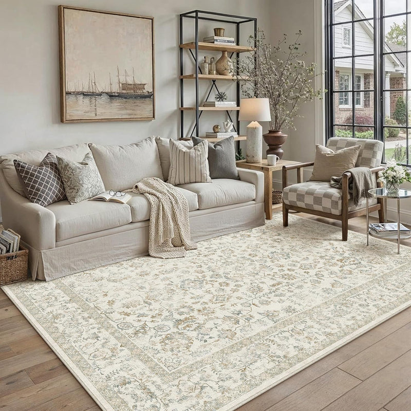 Vintage Living Room Area Rug Machine Washable