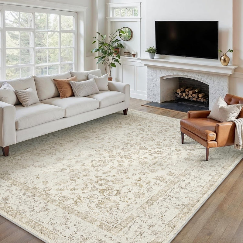 Vintage Living Room Area Rug Machine Washable