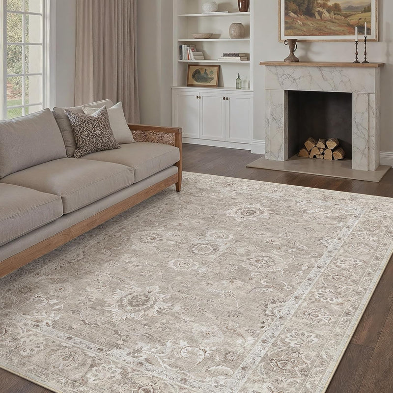Vintage Living Room Area Rug Machine Washable