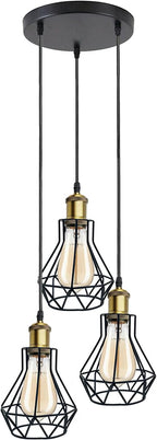 Vintage Metal Pendant Light Industrial Lamp Cage Hanging