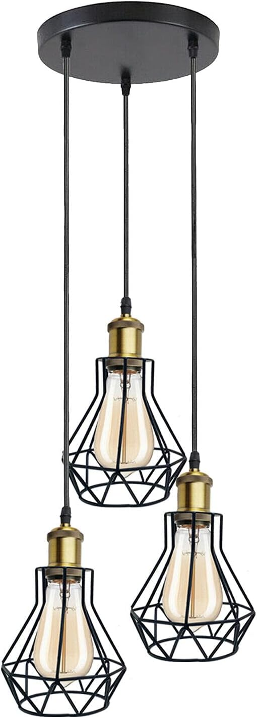 Vintage Metal Pendant Light Industrial Lamp Cage Hanging