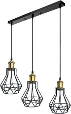 Vintage Metal Pendant Light Industrial Lamp Cage Hanging