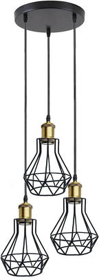 Vintage Metal Pendant Light Industrial Lamp Cage Hanging