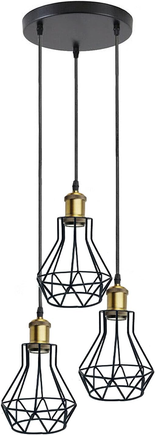 Vintage Metal Pendant Light Industrial Lamp Cage Hanging