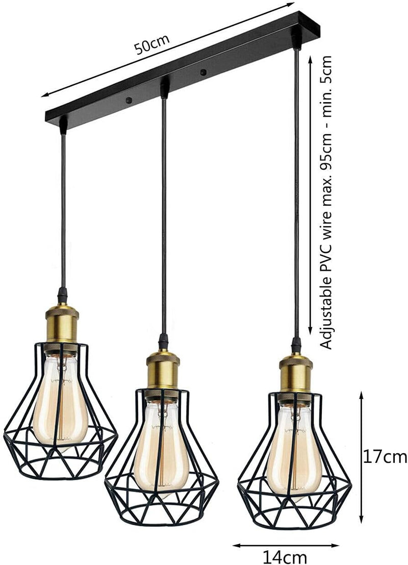 Vintage Metal Pendant Light Industrial Lamp Cage Hanging