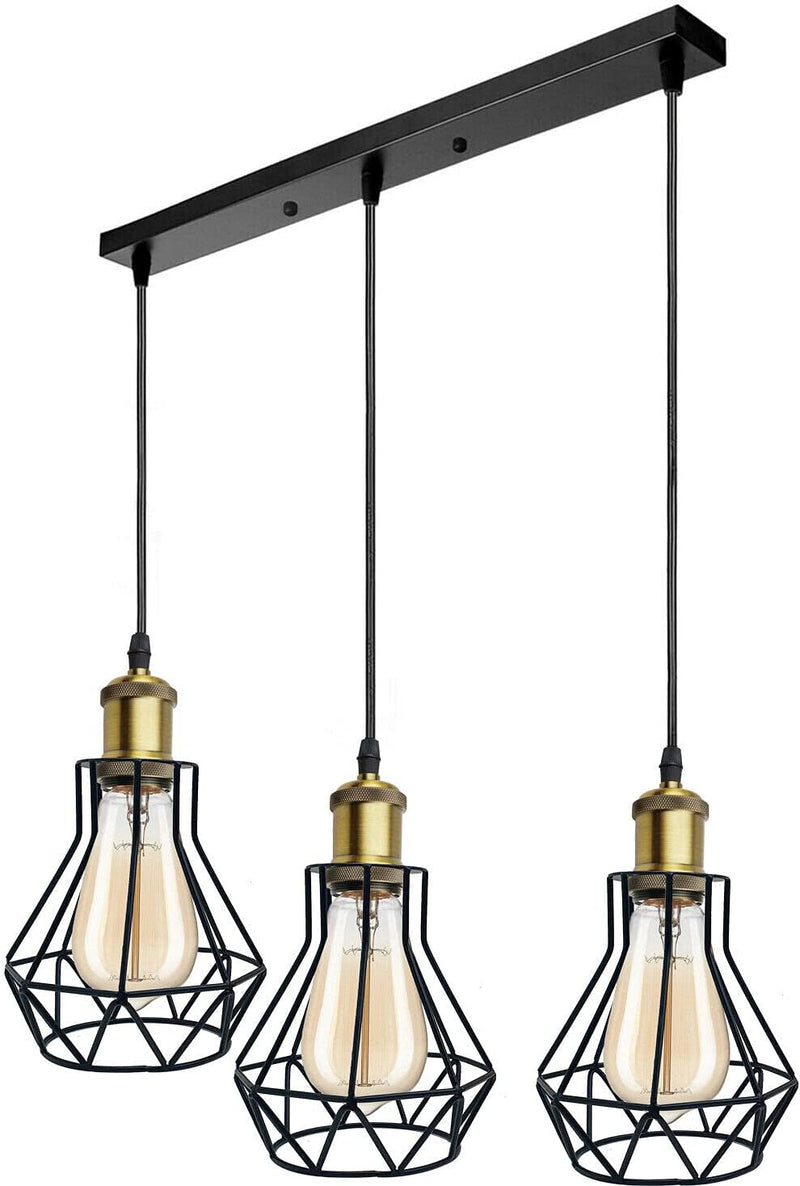 Vintage Metal Pendant Light Industrial Lamp Cage Hanging