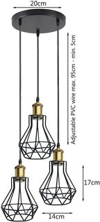Vintage Metal Pendant Light Industrial Lamp Cage Hanging