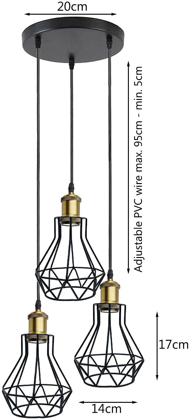 Vintage Metal Pendant Light Industrial Lamp Cage Hanging