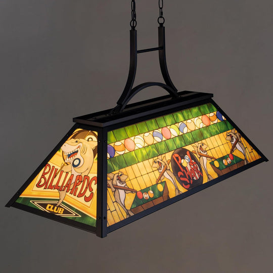 Vintage Pool Table Light 3-Light Rustic Billiards Chandelier