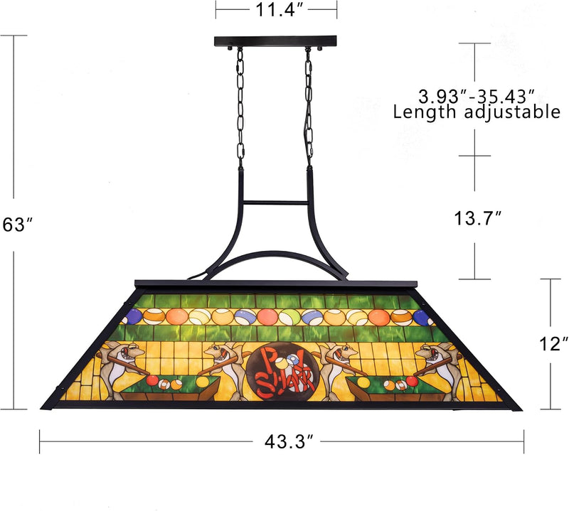 Vintage Pool Table Light 3-Light Rustic Billiards Chandelier