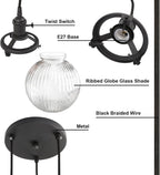 Vintage Ribbed Glass 3 Ceiling Pendant Light