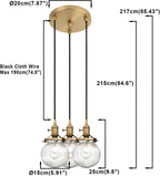 Vintage Ribbed Glass 3 Ceiling Pendant Light