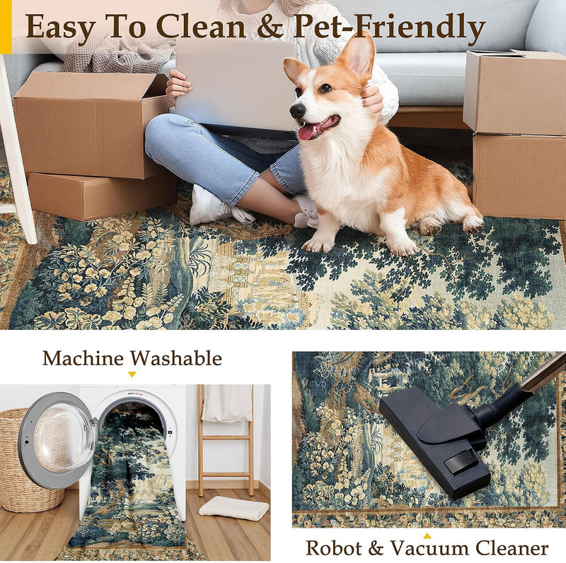 Vintage Rugs Living Room Rug Washable Carpet