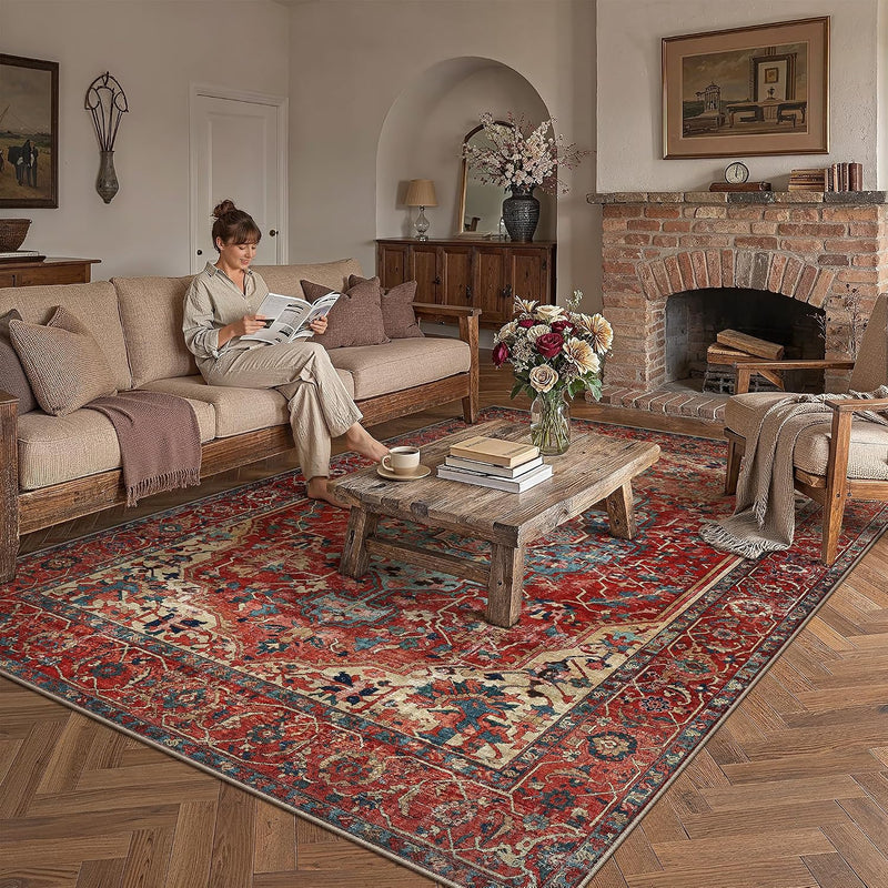 Vintage Rugs Living Room Large Washable Non