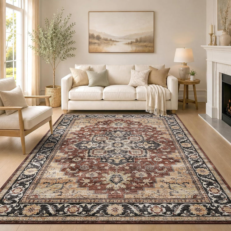 Vintage Rugs Living Room Washable Anti Slip Large