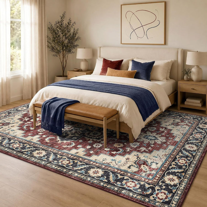 Vintage Rugs Living Room Washable Anti Slip Large
