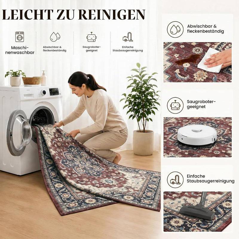 Vintage Rugs Living Room Washable Anti Slip Large