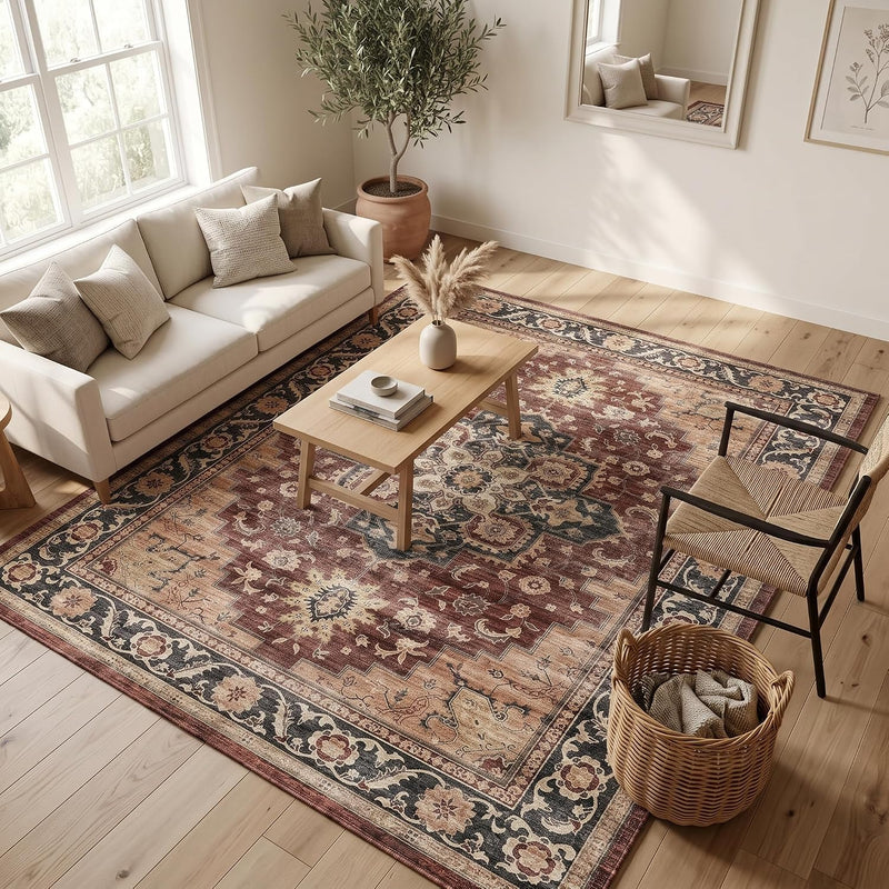 Vintage Rugs Living Room Washable Anti Slip Large