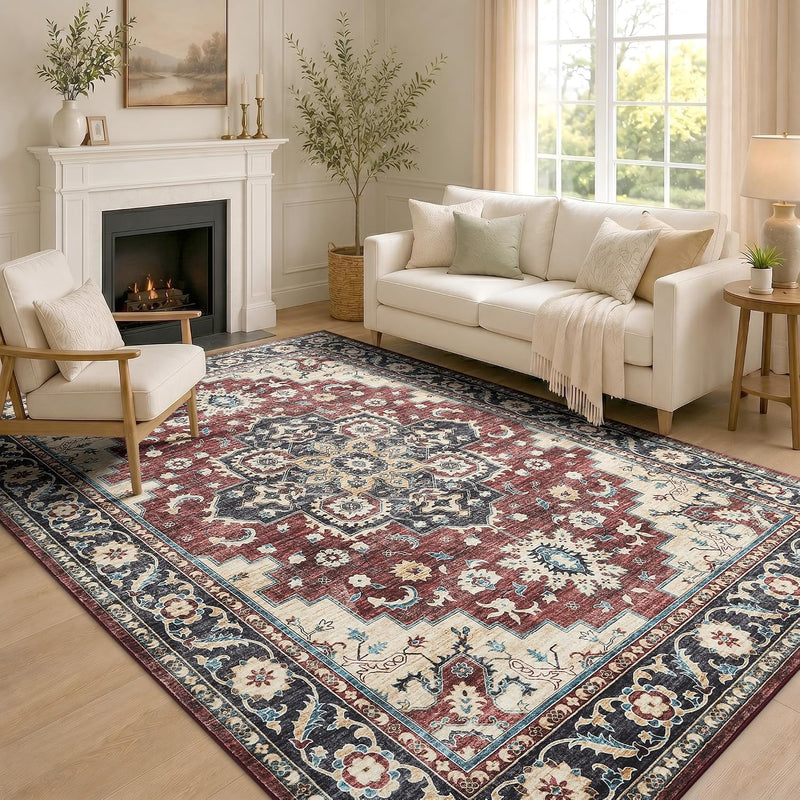 Vintage Rugs Living Room Washable Anti Slip Large