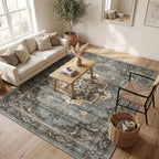 Vintage Rugs Living Room Washable Anti Slip Large
