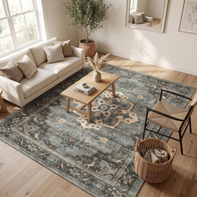Vintage Rugs Living Room Washable Anti Slip Large