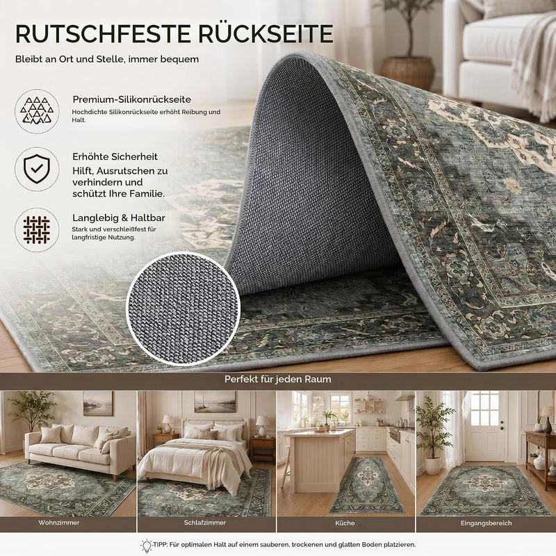 Vintage Rugs Living Room Washable Anti Slip Large