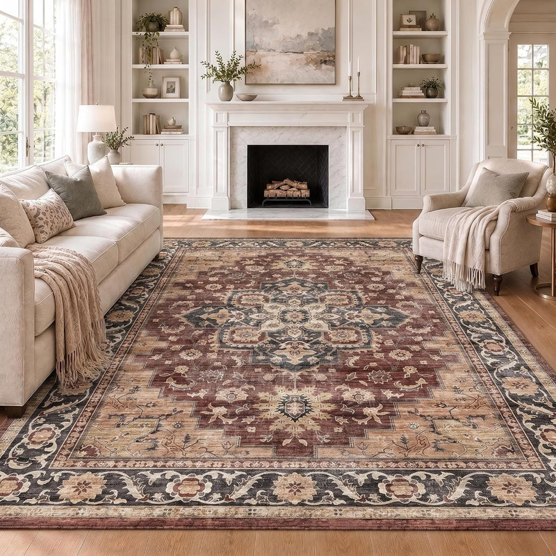 Vintage Rugs Living Room Washable Anti Slip Large