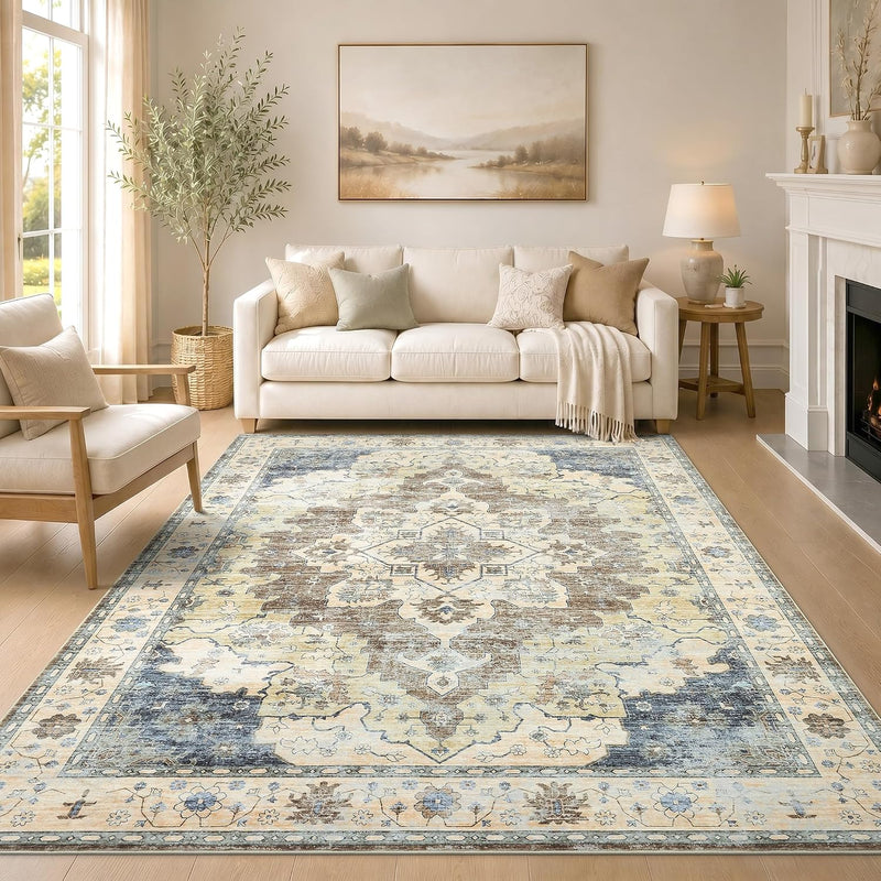 Vintage Rugs Living Room Washable Anti Slip Large