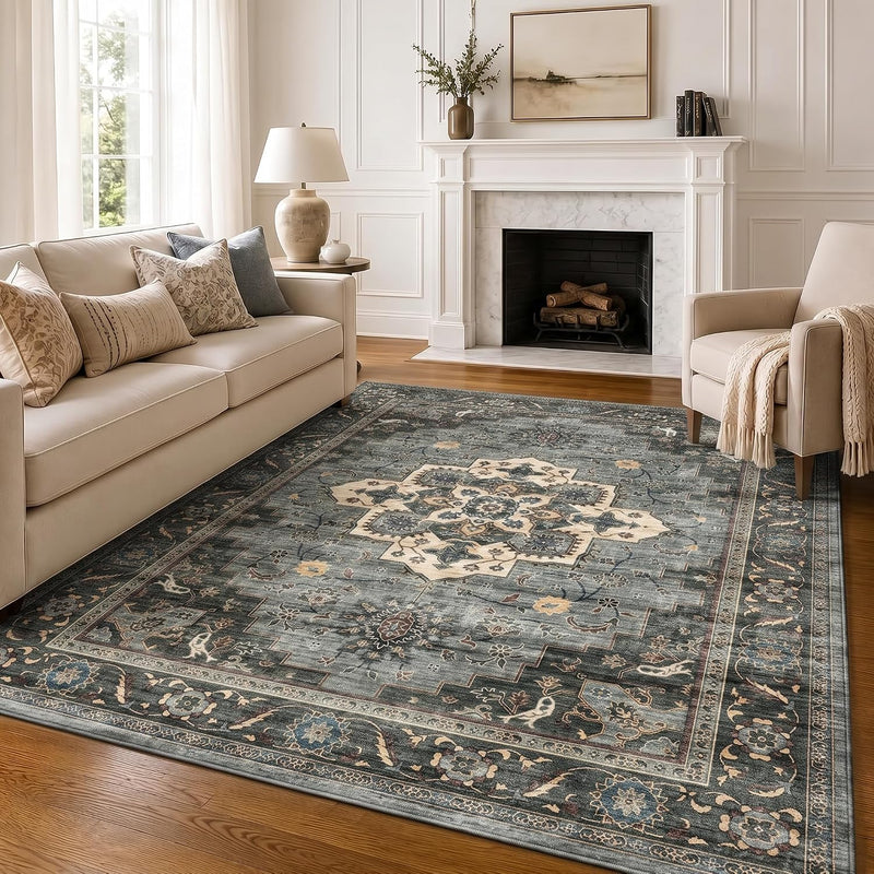 Vintage Rugs Living Room Washable Anti Slip Large