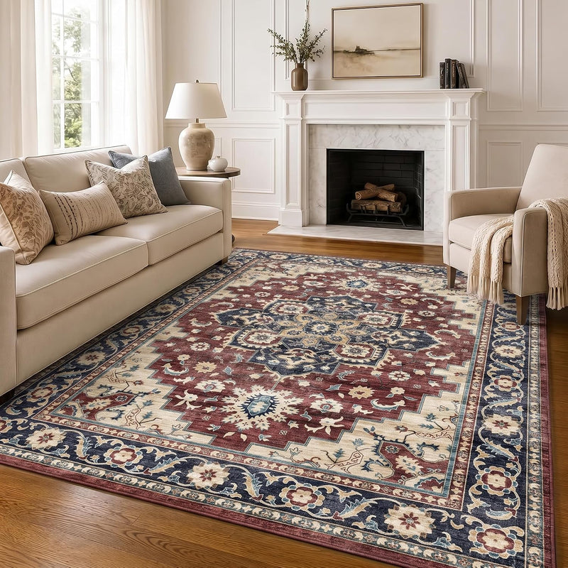 Vintage Rugs Living Room Washable Anti Slip Large