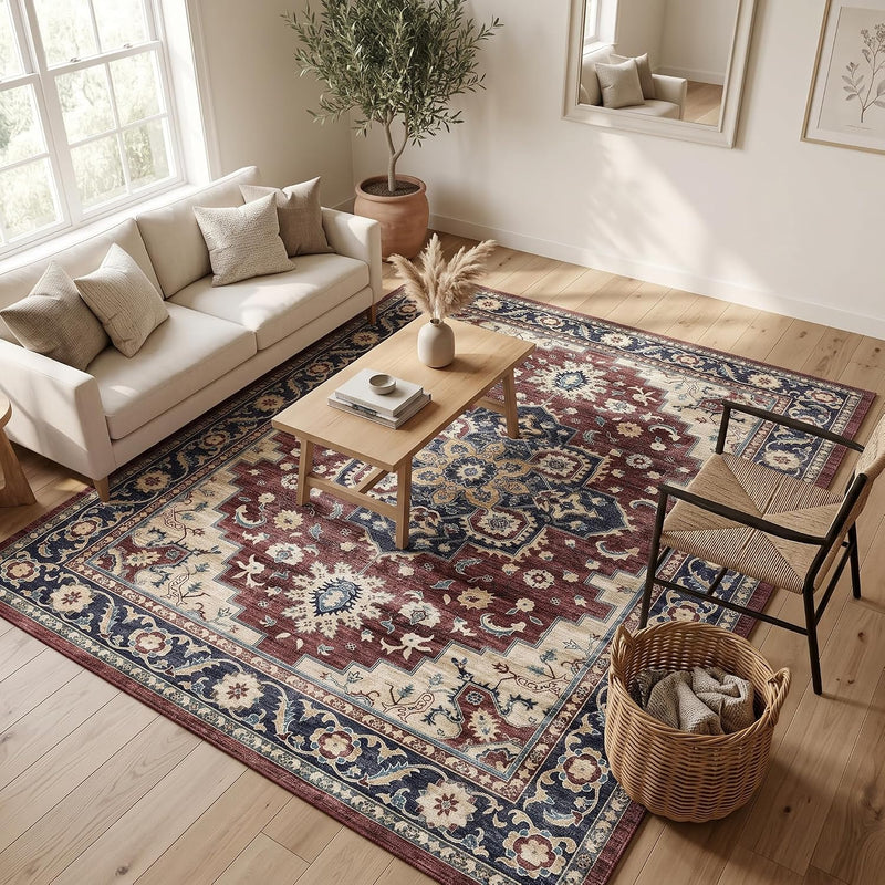 Vintage Rugs Living Room Washable Anti Slip Large