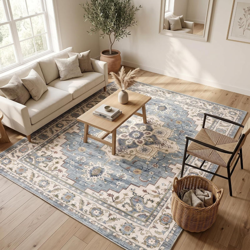 Vintage Rugs Living Room Washable Anti Slip Large