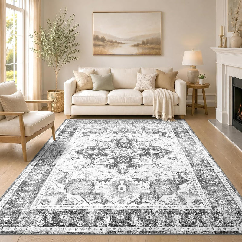 Vintage Rugs Living Room Washable Anti Slip Large