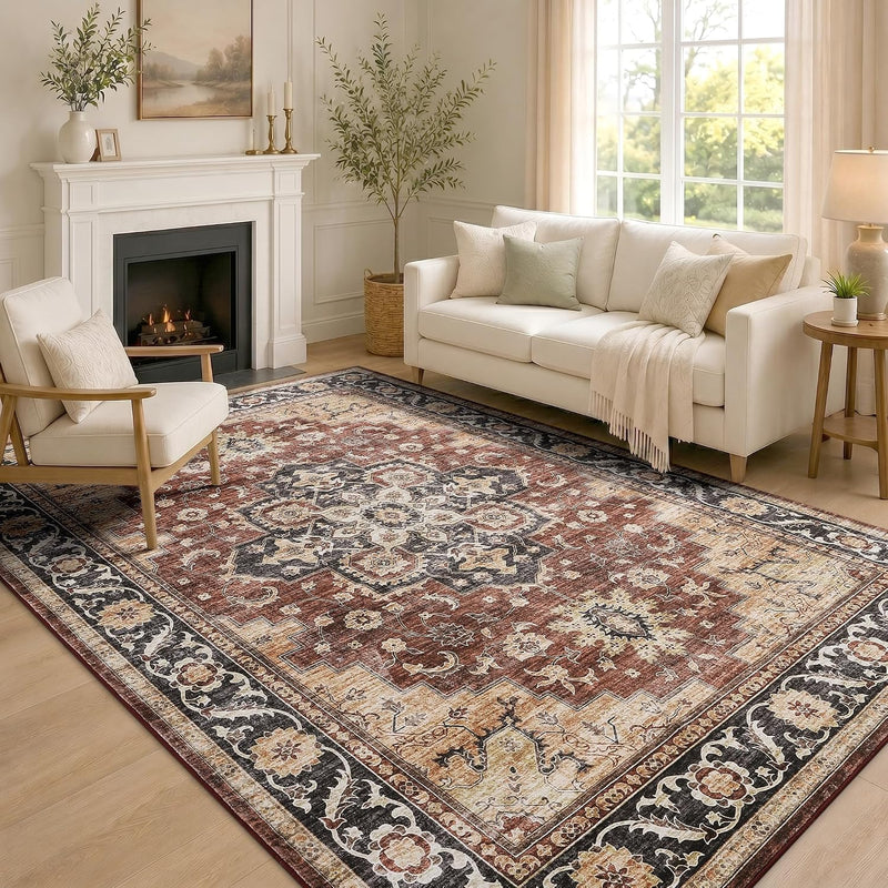 Vintage Rugs Living Room Washable Anti Slip Large