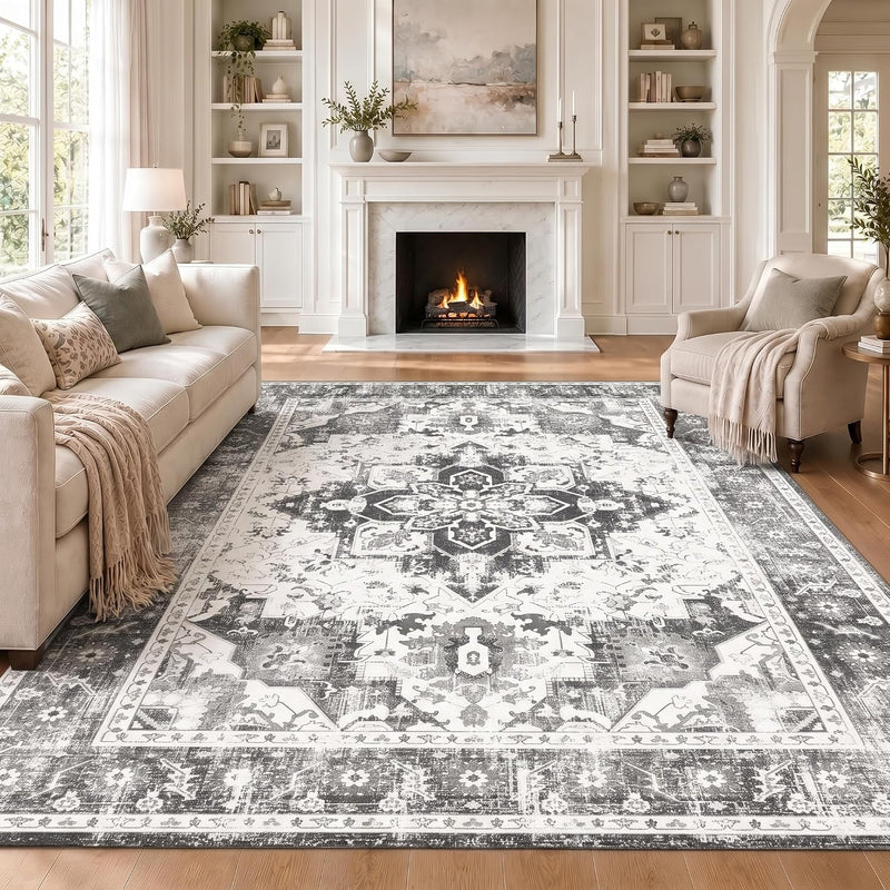Vintage Rugs Living Room Washable Anti Slip Large