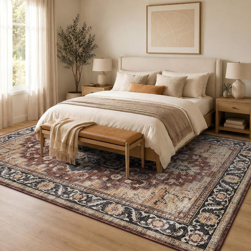 Vintage Rugs Living Room Washable Anti Slip Large