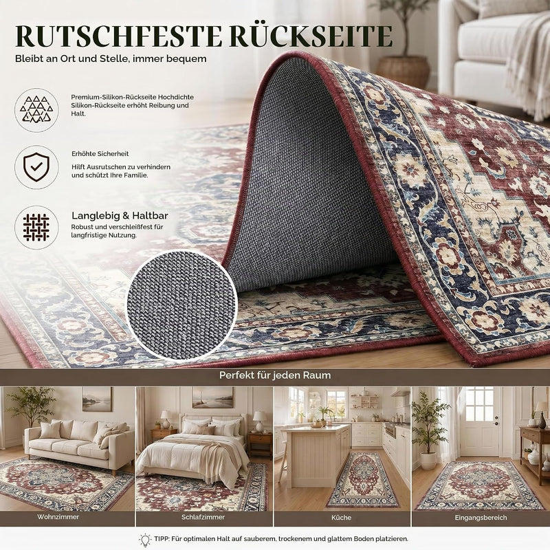 Vintage Rugs Living Room Washable Anti Slip Large